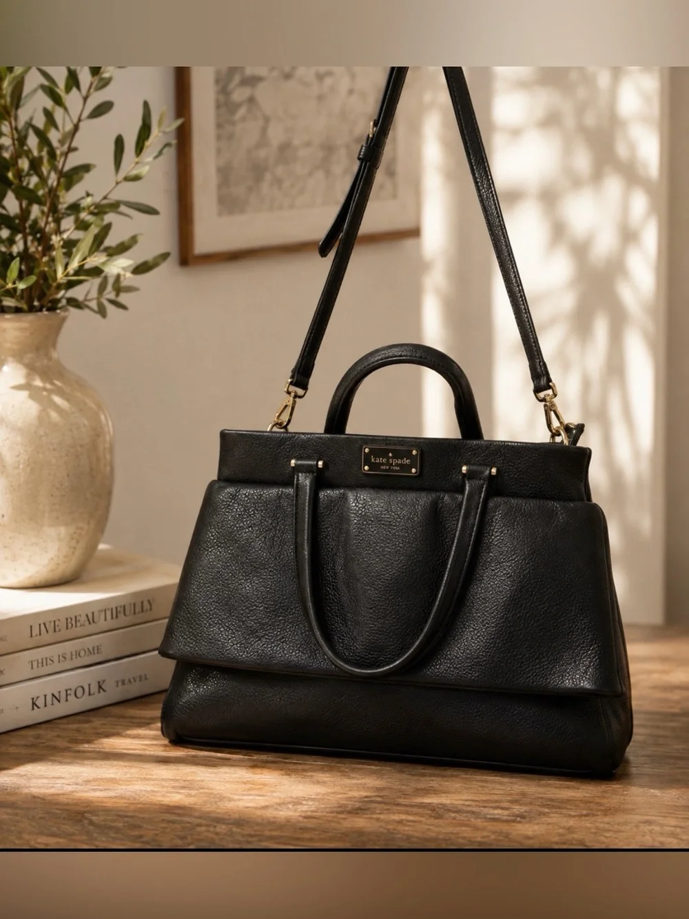 Kate Spade black carena kay street crossbody/ shoulder pebble bag